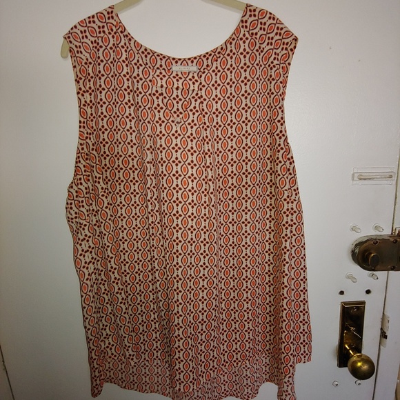 Pleiome Tops - Pleiome Coral Print Sleeveless Blouse